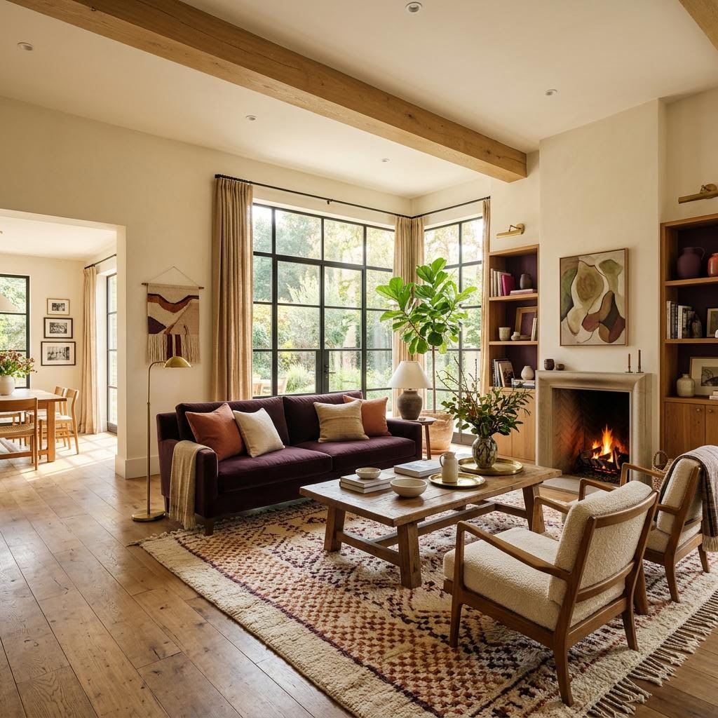 Beautiful sunlit warm living room